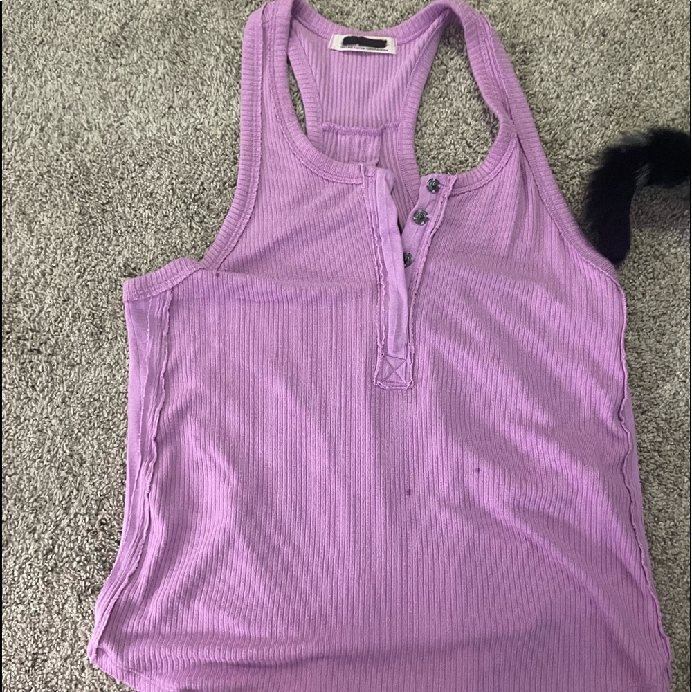 Purple Free People Button Down Tank